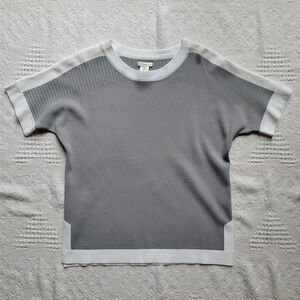 Mercer &  Madison Casual Neutral Short sleeve Rayon bland Top- Grey/White